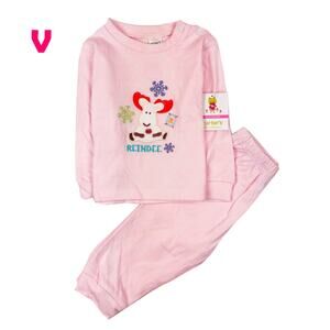 Carter’s Baby Girl Christmas Pajamas Reindeer Top & Festive Pants Size 6 Months